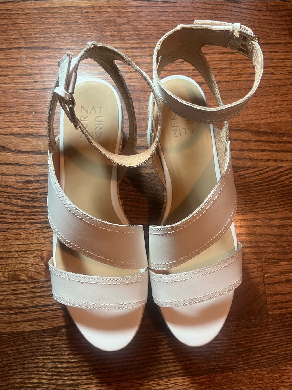 Naturalizer Leather Espadrille Wedge Sandals White Size 10M - Picture 7 of 10